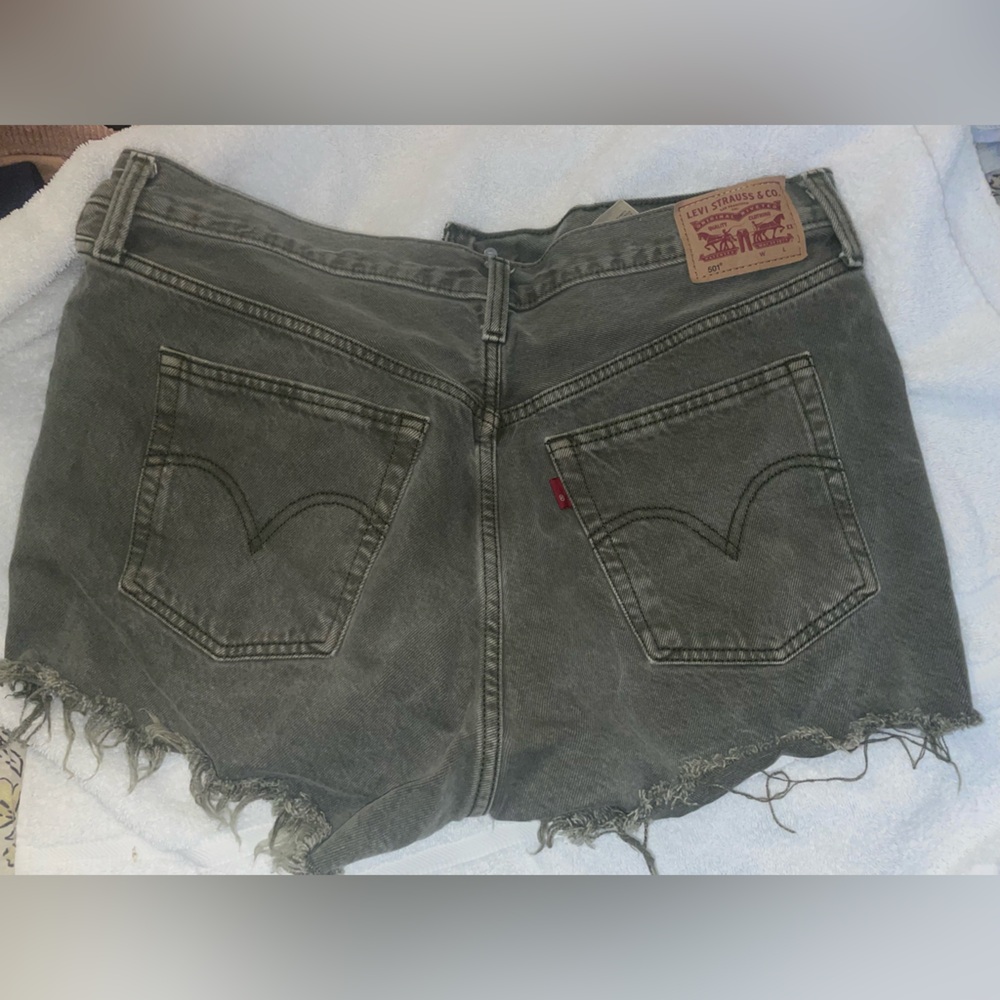 Levi's Vintage Frayed Green Denim Shorts